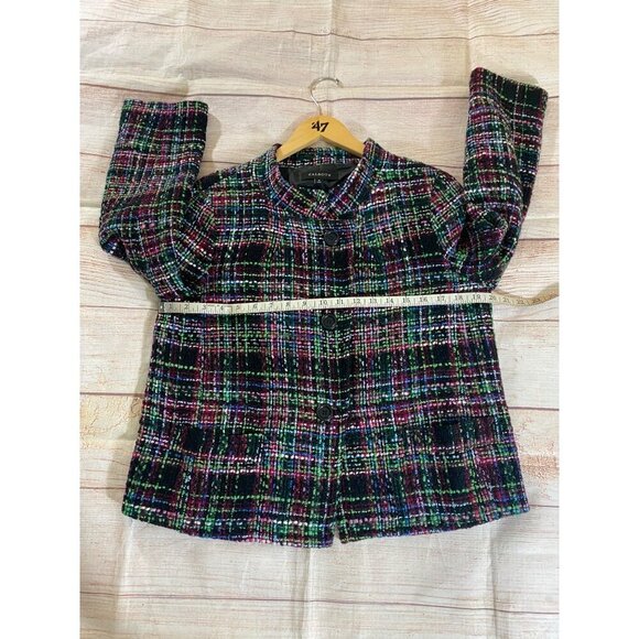 Talbots Women's Tweed Classic Wool Blend Button Front Crop Jacket - 10 - Picture 7 of 14